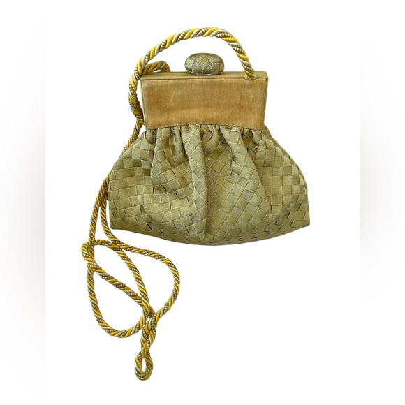Bottega Veneta Vintage Gold Woven Silk Evening Bag - Picture 7 of 8